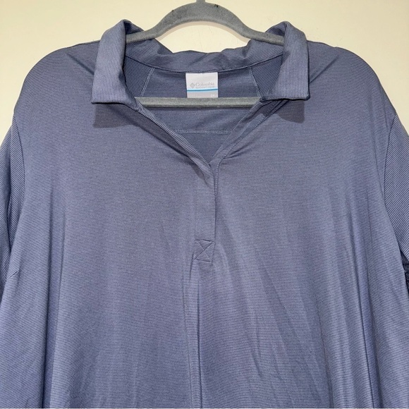 Men’s Columbia Light Purple + Grey Striped Lightweight Short Sleeve Polo Size 2X - Picture 4 of 12